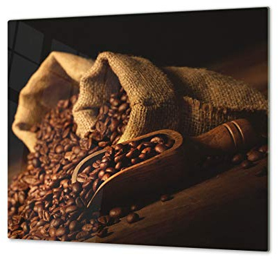 Couvre-plaques de cuisson en VERRE trempé – Protège-plan de travail et planche à pâtisserie – UNE PIÈCE (60x52 cm) ou DEUX PIÈCES (30x52 cm chacune) ; D05B Série Café