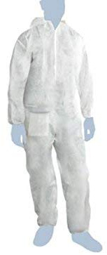 5 TUTA TNT 25 gr. / mq. CE cat I CAPPUCCIO E ZIP ELASTICO AI POLSI E CAVIGLIE USA E GETTA MONOUSO h. 185-200 cm. mis. XXL