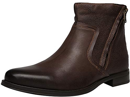 Jamron Uomo Vera Pelle Occidentale Vintage Chukka Stivali Cerniera Lampo Stivaletti Caffè SN01747 EU42