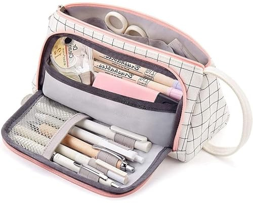 flintronic Estuche portátil de Gran Capacidad de Lona Impermeable, Estuche con asa, Bolsa de Lápices Lona Premium
