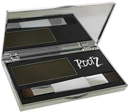 Rootz Cipria temporanea per ritocchi, colore marrone e grigio, con pennello a doppia azione unico, copre istantaneamente le radici grigie, forma e ispessisce le sopracciglia, a prova di sbavature,
