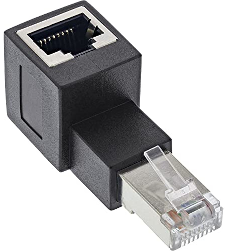 InLine® - Adattatore RJ45 cat. 6A, connettore RJ45 maschio/femmina, 90° verso l'alto
