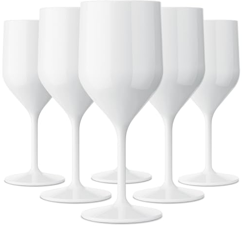 TUNDRA - Set 6 Calici in Plastica | CROISIERE 25cl. | INFRANGIBILI, in SAN (Plastica Rigida), Riutilizzabili e Lavabili in lavastoviglie, per VINO, ACQUA, COCKTAIL, Flute CHAMPAGNE, (Bianco)