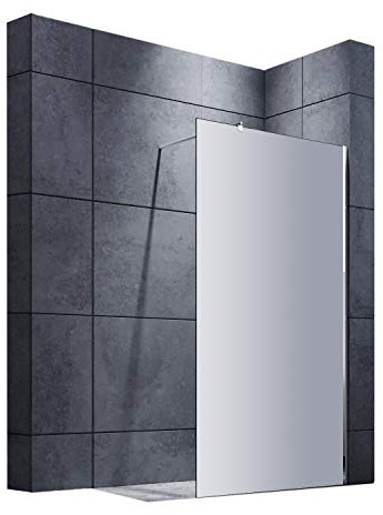 SONNI Duschtrennwand 140x200 cm Vollsatiniert Walk in Duschwand mit einstellbar Stabilisator (70-120 cm)