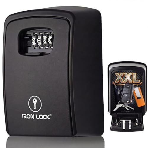 Iron Lock® - Boîte de verrouillage à clés XXL - Support mural pour clés - Combinaison à 4 chiffres avec code réinitialisable - Interrupteur B - Très large - Pour intérieur et extérieur - Étanche