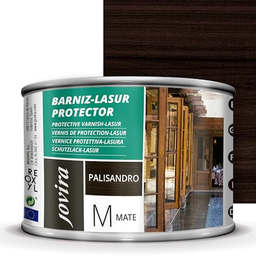 JOVIRA PINTURAS Lasur Protector Mate. Protege, decora y embellece todo tipo de madera (375 Mililitros, Palisandro) G-9