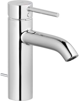 KLUDI BOZZ Waschtischarmatur (382800576) inkl. Zugstangen-Ablaufgarnitur, Einhandmischer 100 mm, Wasserhahn Bad, Chrom, 1-Loch Montage, 5 l/min, Keramik-Kartusche
