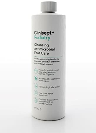 Clinisept Podiatry 500ml - Hypochlorous Acid Skin Cleanser - Professional Foot Care Solution for Clinics - Pre, During and Post-Procedure Hygiene - pH-Neutral, Alcohol-Free | Professional Foot Care Solution, Pre, During and Post-Procedure Hygiene, pH-Neutral, Alcohol-Free
