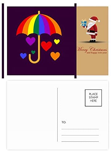 Regenbogen-Regenschirm, Liebes-Toleranz, Weihnachtsmann, Postkarten-Set, Dankeskarte, 20 Stück