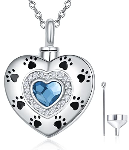 KINGWHYTE Urnenkette für Asche 925 Sterling Silber Asche Andenken Gedenkstätte Halskette Einäscherung Schmuck für Damen Herren mit Trichter Füllung Kit