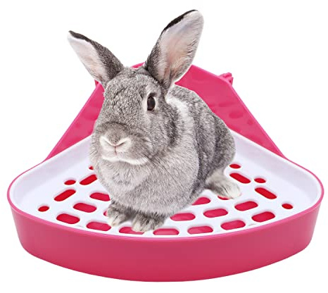 Litewoo Kaninchentoilette Toilette Kaninchen Ecktoilette Haustier Toilette Töpfchen für Meerschweinchen Hamster Chinchilla Frettchen Kaninchen Kleintier (Rosa)
