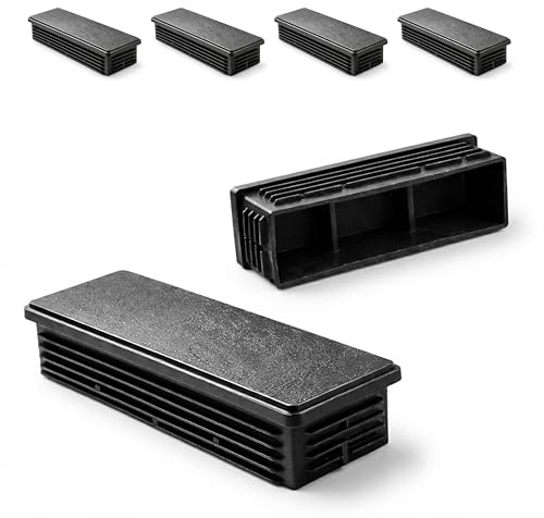 Ajile - Lot De 4 Bouchons Pied de Chaise 150x50mm - Bouchons à Lamelles Plastique Noir À Insérer dans Tube Carré/Rectangulaire - Finition Propre, Anti-Rayure et Anti-Bruit - Mobilier Maison & Pro