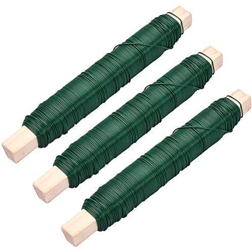 3er Set Draht Wickeldraht Grün, Basteldraht in Grün Blumendraht Metalldraht Gartendraht Bindedraht Pflanzendraht zum Befestigen von Blumen und Pflanzen Binden Draht Garten, 35m x 0,65mm