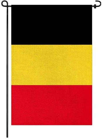 Petit drapeau belge de 30,5 x 45,7 cm en toile de jute double face pour décoration extérieure, cour, porche et terrasse (Belgique)