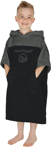 normani Kinder Badeponcho - Badehandtuch aus 100% Bio-Baumwolle - Surfer Poncho mit Kapuze für Jungen und Mädchen 0-13 Jahren