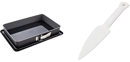 Dr. Oetker Rechteckige Springform mit Servierboden 38 x 25 cm Back-Idee & Kuchenlöser, einfaches und schnelles Lösen, für antihaft-beschichtete Backformen geeignet, (Farbe: weiß)