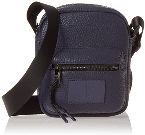 Armani Exchange Kleine Herren-Umhängetasche mit zwei Taschen, mit Reißverschluss, Marineblau, Einheitsgröße