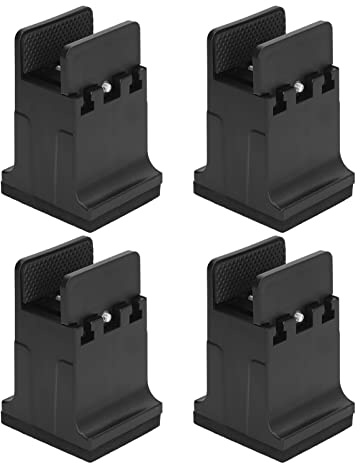 lyrlody Raised Bed Blocks, 4pcs Adjustable Furniture Risers with Screw Clamp, Rubber Bed Couch Risers, Black
