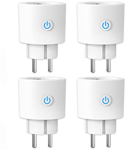 ANTELA Enchufe Inteligente WiFi 16A 3680W con Monitor de Energía, Compatible con Alexa y Google Home, Horarios y Temporizadores, No Necesita HUB,4pc