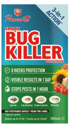 Provanto - Smart Bug Killer Concentrate - Longer Lasting, Visible Results in 24 Hours - Garden Care, Plant Protection, Concentrate Insecticide, Use Indoor & Outdoor on Flowers, Fruit & Veg - 100ML