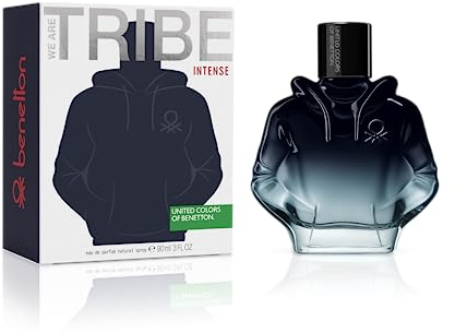 United Colors of Benetton We Are Tribe Intense, Eau de Parfum de Hombre, Larga duración, Fragancia joven, moderna e intensa, Notas de lavanda, madera, ámbar y frutales, uso diario, 90 ml