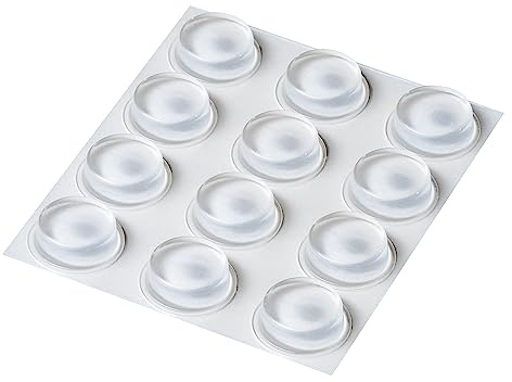 Happy Bananas Self Adhesive Clear Rubber Bumper Feet 20 mm x 6.2 mm | Non-slip protection pads for worktop savers, chopping boards, glass, electronics. Pack of 12
