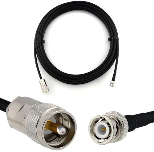 RANGEFUL 20m BNC Stecker auf PL259 UHF Koaxialkabel — BNC PL Verlängerungskabel HF-240 (LMR 240 Äquivalent) 20 Meter Jumper Kabel (50 Ohm) — Schwarz Antennenkabel für HAM Radio CB Funk WIFI Antenne