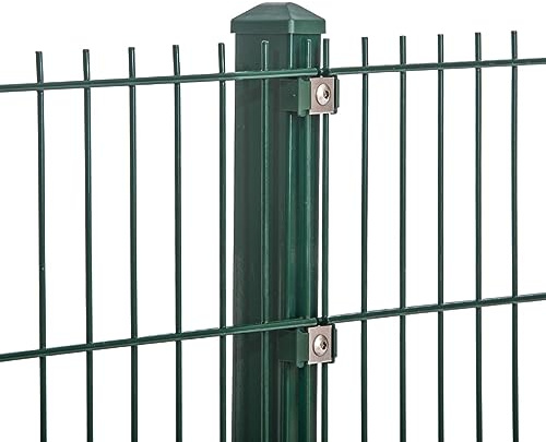 Doppelstabmattenzaun Set 868 Moosgrün | Stabmattenzaun | Mit VA Klemmhalter | Gartenzaun | Komplett Set | 163 cm-22.5