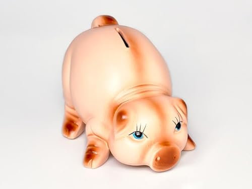 Hucha Cerdito Cerámica Calidad Diseño Cuidado Pintado a Mano Detalle Colores 19x14x14cm Hecho En España