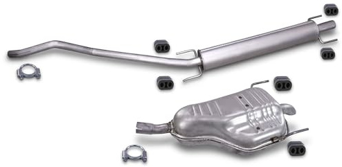 BESTPRICE ATP Auspuff Schalldämpfer Set 1x Mittelschalldämpfer, 1x | Kompatibel mit: OPEL ASTRA H Caravan