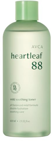 AVCA Heartleaf 88% Tonique Doux Apaisant - Soin Coréen PH5.5 Problèmes Apaisant, Rafraîchissant, Hydratant, Purifiant (400ml / 13.5fl.oz.)