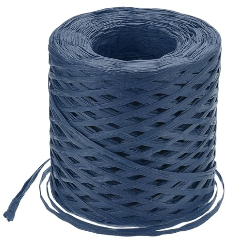 QUARKZMAN Cinta de Artesanía de Papel Raffia 1/4 Pulgada 218 Yardas Cordel de Papel Raffia para Envolver Navidad Regalos Manualidades DIY Azul Marino