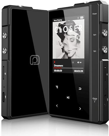 Native DSD Lecteur MP3 HiFi avec Bluetooth, lecteur audio numérique sans perte, décodage matériel, lecteur de musique HiFi DSD64/128/256/512 avec carte mémoire de 64 Go, prend en charge jusqu'à 512 Go