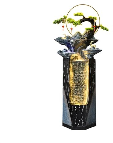 yixinzi-2024 Gartenbrunnen Chinesische Wasserbrunnen-Landschaft, Zuhause, Wohnzimmer, Innenhof, Wasserzirkulation, Bodendekoration, Büro-Wasserlandschaftsgestaltung Springbrunnen Outdoor (Size : M)