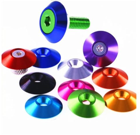 SBTRKT 5–10 Stück M4 M5 M6 M8 Aluminium Bunte Senkkopf-Regenschirm-Flachkopfschraube, konkav, konisch, dekorative Rillenscheibe (Size : M5 10pcs, Color : Black)
