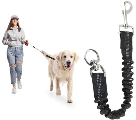 Kurze, stoßdämpfende Hundeleine, Bungee-Hundeleine, elastische Puffer-Verlängerungsleine, stoßdämpfende Leine für kleine und mittelgroße Hunde, verhindert Verletzungen an Arm und Schulter