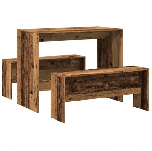 vidaXL 3 Piece Dining Table and Bench set Old Wood Engineered Wood