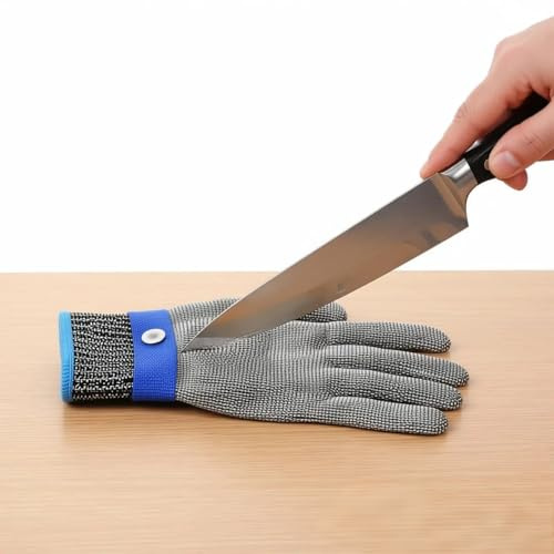 Cut Resistant Gloves Stainless Steel Mesh Cut Proof Gloves Knife Protection Glove Cutting Gloves Safety Work with 2 Cotton Ambidextrous Machine Washable for Kitchen Butcher