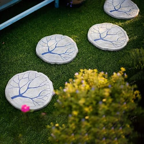 Trittsteine, Trittsteine ​​für den Garten, Gehwegsteine ​​für unsere Tür, Trittstein-Set aus Kunstharz mit Baummuster, rustikale Pflastersteine, dekorative Steine ​​(6 Stück)(4 Pcs)