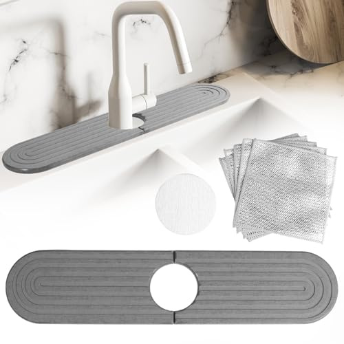RtottiM Kieselgur Stein Waschbecken Splash Pad 45x10cm Wasserhahn Spritzschutz Pfannen Saugfähige Matte Kieselalgenschlamm Wasserhahn Matte Wasserhahn absorbierende Matte