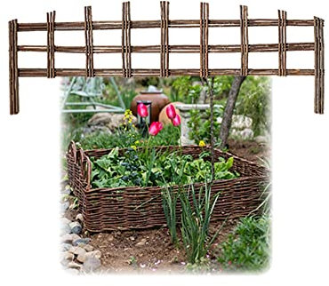 Easy to Install Wicker Garden Fencing for Flowerbed Patio and Driveway Decorative Willow Hurdle Panels with Weaved Rattan Effect Lawn Border Edge Prevent Pets (35X100CM/1.14X3.28FT Color: A)