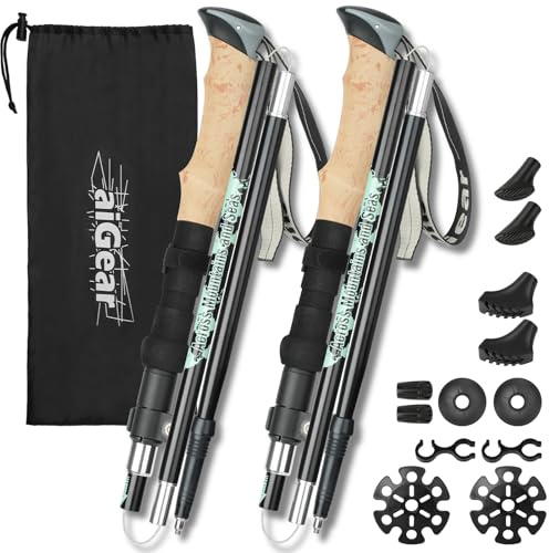 aiGear Bastones de Senderismo | 2 Pack | Bastones Trekking Plegables | Ligero de Aluminio 7075 | para Senderismo Viaje | 105-125CM