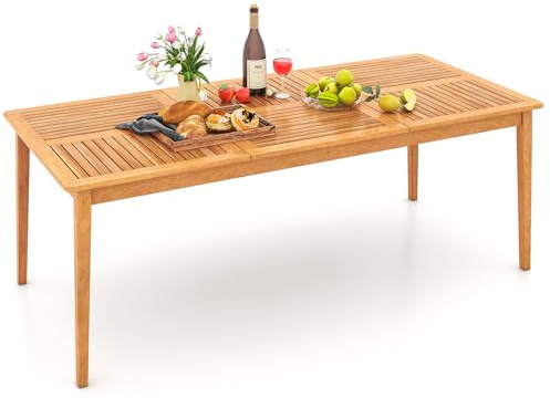 COSTWAY Tavolo Pranzo da Esterno 200 cm, con Foro per Ombrellone 5 cm, Tavolo Giardino in Legno Acacia a 8 Posti, per Giardino Patio, Portata 160 kg, 200 x 90 x 75 cm