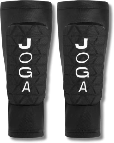 JOGA Shin Pad Sleeves | Adult 14+ | Black | Ultra-Lightweight Shin Guards | Football Shin Pads, EVA Foam Padding, Locked-in Non-slip, Pull-on design, Breathable, Impact-absorbing for Training & Matches