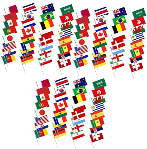 UPKOCH 3 Sätze Wm-Hand Flaggen Klein Mini-länderflaggen Handheld-nationalflagge Tischdekoration Mit Nationalflaggen Banner Deutschland Flagge Handheld-landesflagge Handfahnen 32 Stück * 3