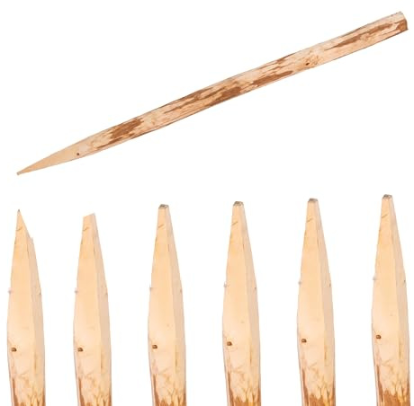 6-pack träpalisader 180 cm – Vässade hasselpålar Ø6–7 cm – Hyvlade staketstolpar – Träpålar för trädgårdsstängsel – Naturpalisader för trädgård och äng
