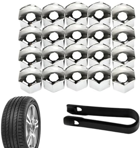 20Pieces Wheel Nut Cap 17/19/21mm, Wheel Bolt Nut Caps Covers with Removal Tool,Dust and Rust Proof, Car Modification,Easy Disassembly, Plating,Sturdy, for Most Car