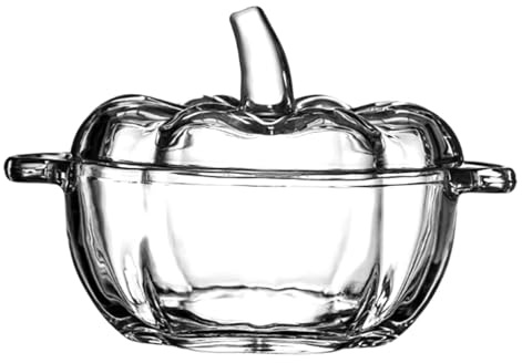 Fenteer Bonbonnière Bocal à Bonbons Boîte à Biscuits Contenant pour Noix Soupière en Verre Résistant à La Chaleur avec Design Citrouille Adapté pour La Cuisi, Clair