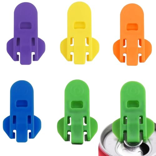 JEYORZY 10 Piezas Abridores de Pestañas Fáciles y Protector de Bebidas, Abrelatas y Cubierta Coloridos, Tapa Protectora de Latas de Bebidas de Plástico para Cerveza de Coca