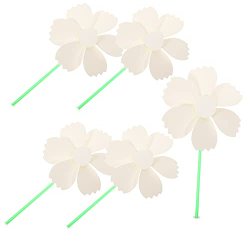 SUPVOX Diy Blank Pinwheels for Kids, 5pcs Unpainted Paper Pinwheel Toys, Kindergarten Craft Materials for Outdoor Drawing and Graffiti Activities